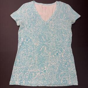 Lilly Pulitzer Tropical Cotton Preppy Designer Printed Cat Cocktail Tee Small